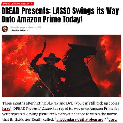 DREAD Presents: LASSO Swings its Way Onto Amazon Prime Today!